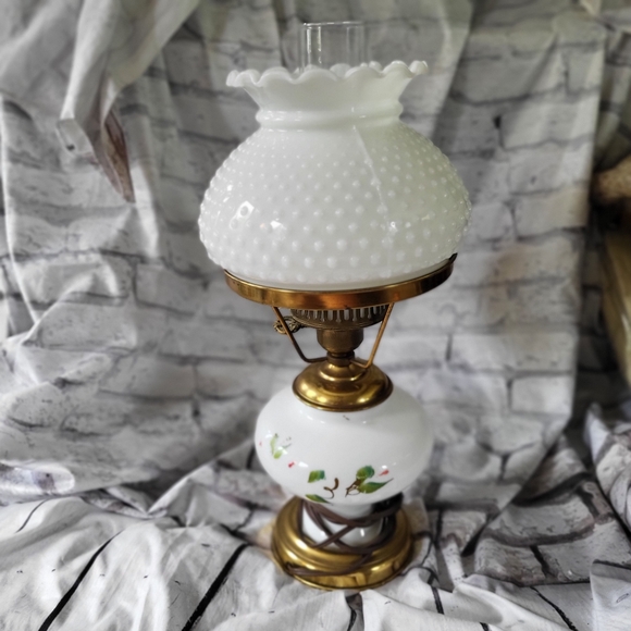 Vintage Hurricane Lamp Milk Glass - Picture 1 of 5